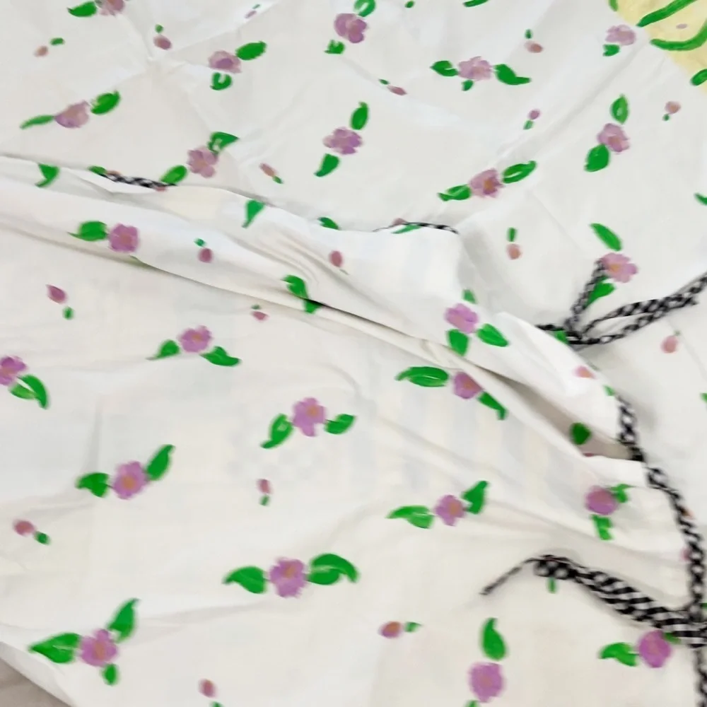 ENCORE FOR SILKSCAPES Hand Painted Duvet Cover Black COURTLY CHECK Floral Queen